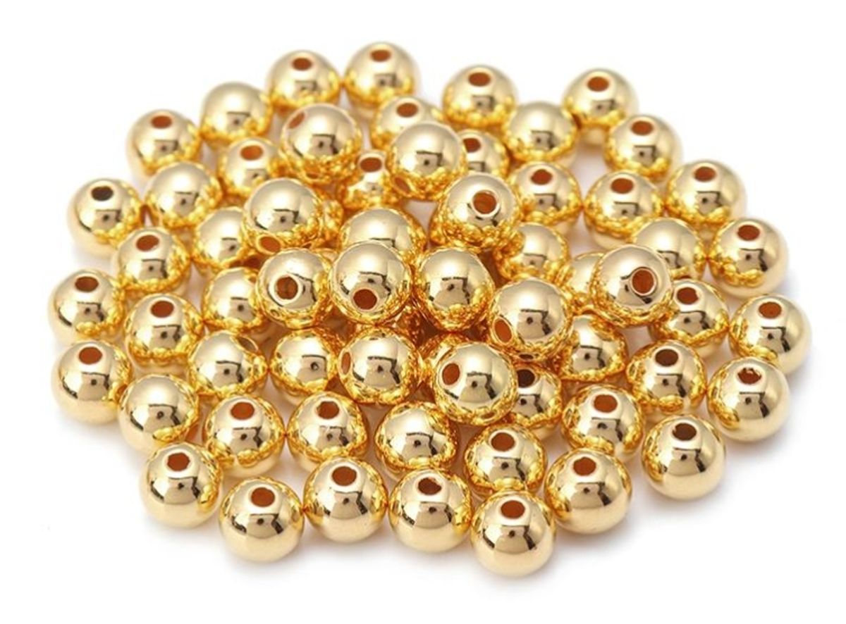 Gullfarget perle, 4 mm