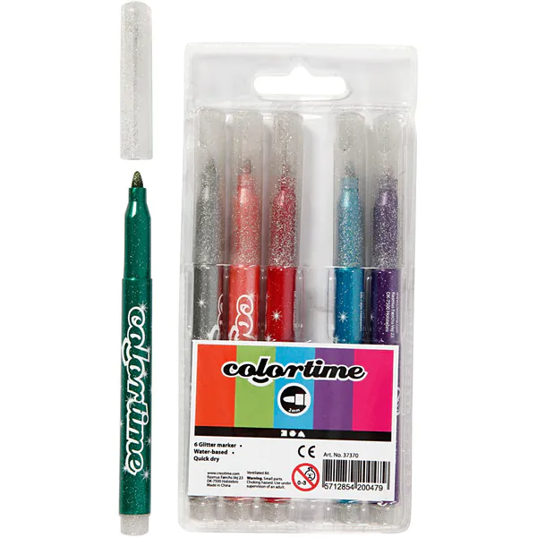 Hovedbilde Colortime glittertusj 6 stk