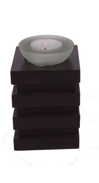 Hovedbilde Lysestake i tre 4-kantet - høyde 14 cm