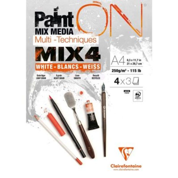 Hovedbilde PaintON Mix Media Papirblokk MIX4 White – ...