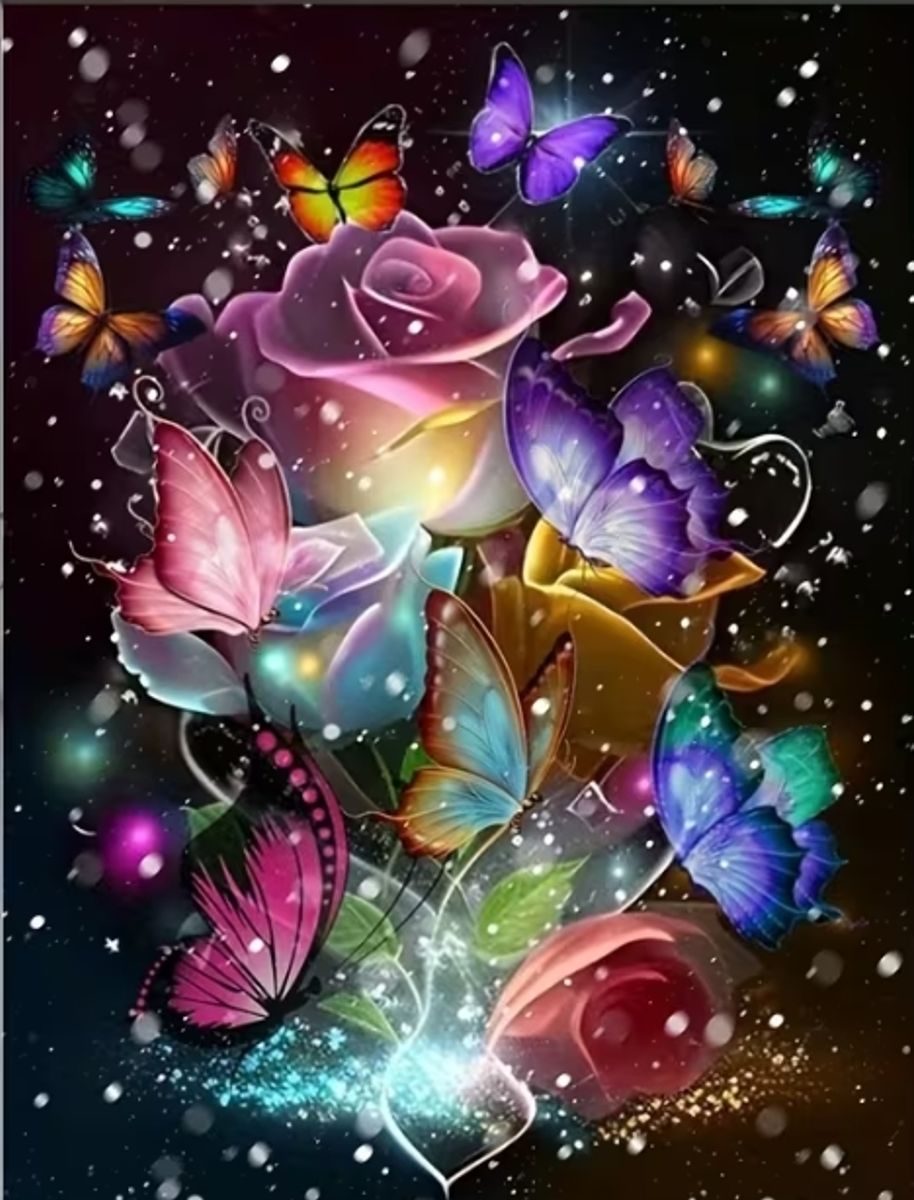 Fargerike sommerfugler, 15 x 25 cm